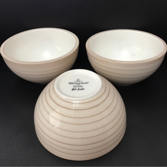 Set of 3 VILLEROY BOCH rice cereal soup bowls artesian nature beige. Excellent! - Picture 1 of 6
